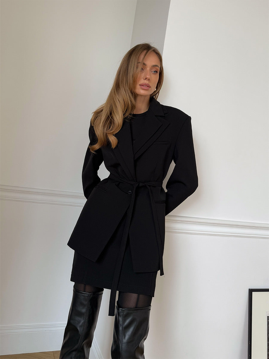 Black blazer with belt