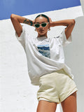 White casual T-shirt with print