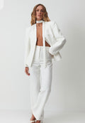 White high-waisted classic trousers